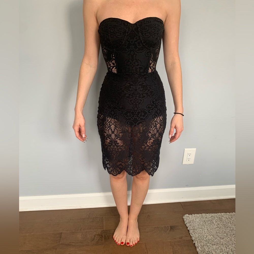 For Love and Lemons Black Lace Dress